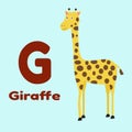 Animal Alphabet Giraffe Card Illustration Vector