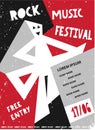 Rock music festival template design for poster, banner, billboard