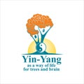 Yin Yang as a way of life for trees and brain exclusive logo design inspiration exelent Royalty Free Stock Photo