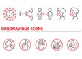 Coronavirus prevention line icons. Vector illustration include icon - social distance