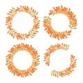 Hand painted watercolor leaf circle border set