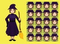 Manga Style Little Witch Costume Cartoon Character Emotions Royalty Free Stock Photo