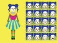 Manga Style Clown Girl Costume Cartoon Character Emotions