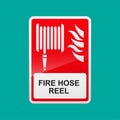 Fire hose reel sign isolated on background vector illustration. Royalty Free Stock Photo