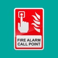 Fire alarm call point sign isolated on background Royalty Free Stock Photo