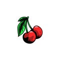 Vector illustration of cherries with leaf
