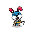 Cute rabbit holding pencil Royalty Free Stock Photo