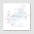 Vector watercolour card template with traditional Japan koi fish Royalty Free Stock Photo