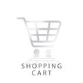 Shopping chart shiny metal gradation style icon vector illustration