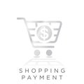 Shopping payment metal gradient icon. shopping art with dollar currency inside vector illustration