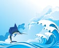 Blue Marlin fish leaping Royalty Free Stock Photo
