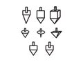 Set of Black hand drawn dreidels, Group of Hanukkah Jewish holiday toy vector illustration Royalty Free Stock Photo