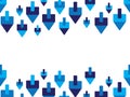 Blue dreidels frame, Jewish holiday Hanukkah symbol - dreidels border