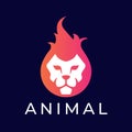 Lion fire logo vector template Royalty Free Stock Photo