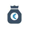 Money bag bag money euro coin finance invest investment cash business icon vector illustration