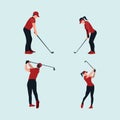 Playing a golf - a man and woman swing golf stick