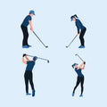 Playing a golf - a man and woman swing golf stick