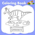 Illustrator of coloring book dinosaur Lambeosaurus