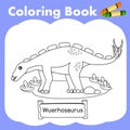 Illustrator of coloring book dinosaur Wuerhosaurus Royalty Free Stock Photo