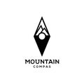 Mountain compass illustration logo design vector template