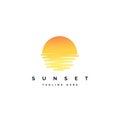 Sunset illustration logo design vector template Royalty Free Stock Photo