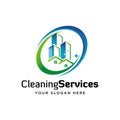 Cleaning and maintenance logo design template.building symbol