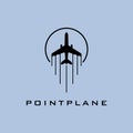 Air plane with point shape logo design template.Vector