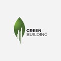 Building with green leaf symbol logo design.Vector Royalty Free Stock Photo