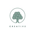 Abstract tree logo design vector template.creative linear tree icon Royalty Free Stock Photo