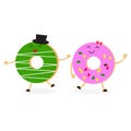 Dancing donuts character cartoon vector illustration Royalty Free Stock Photo