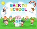 Back to school, kids school, education concept, Kids go to school, Template for advertising brochure, your text,Kids and frame