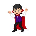 Cartoon boy wearing in Halloween Dracula costume