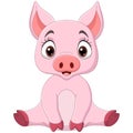 Cute baby pig cartoon sitting Royalty Free Stock Photo