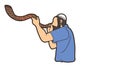 Feast of trumpets Jewish blowing the shofar horn cartoon graphic vector