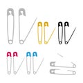 Open and Closed Safety Pins Vector Illustration Royalty Free Stock Photo