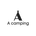 The letter A forms a tent for camping.