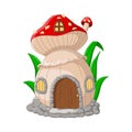 Cartoon fairy house mushroom on a white background Royalty Free Stock Photo