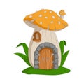 Cartoon fairy house mushroom on a white background Royalty Free Stock Photo