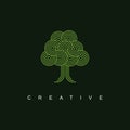 Creative tree in the circle logo design vector template