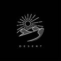 Desert logo design template.Mountain hill with sunshine illustration