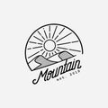 Mountain hill with sunshine illustration.Desert logo design template.