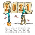 Whimsical drawing 2021 calendar. Royalty Free Stock Photo