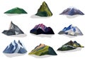 Mountain polygon set vector