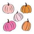 Cute and Lovely Pumpkin Vector Illustration with hand drawn style Royalty Free Stock Photo