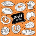 Doodle bread and bakery vector illustration