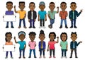 African cartoon character avatar set of people Royalty Free Stock Photo