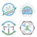 Set of logo badges and labels design for bicycle, pro bike, shop, equipment and club. Cycling typographic signs and icons Royalty Free Stock Photo