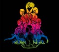 Group of water polo players action cartoon graphic vector