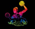 Group of water polo players action cartoon graphic vector