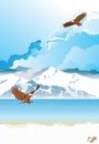 Arctic landscape with eagle fishing